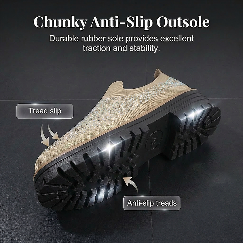 👟✨ Damen Loafer 2026 – Plateau-Sohle, Mit Strasssteinen, Modern & Bequem für den Frühling