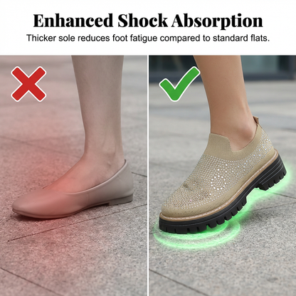 👟✨ Damen Loafer 2026 – Plateau-Sohle, Mit Strasssteinen, Modern & Bequem für den Frühling