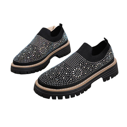 👟✨ Damen Loafer 2026 – Plateau-Sohle, Mit Strasssteinen, Modern & Bequem für den Frühling