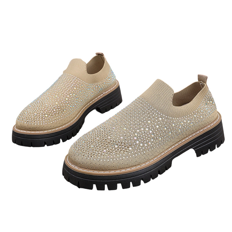 👟✨ Damen Loafer 2026 – Plateau-Sohle, Mit Strasssteinen, Modern & Bequem für den Frühling