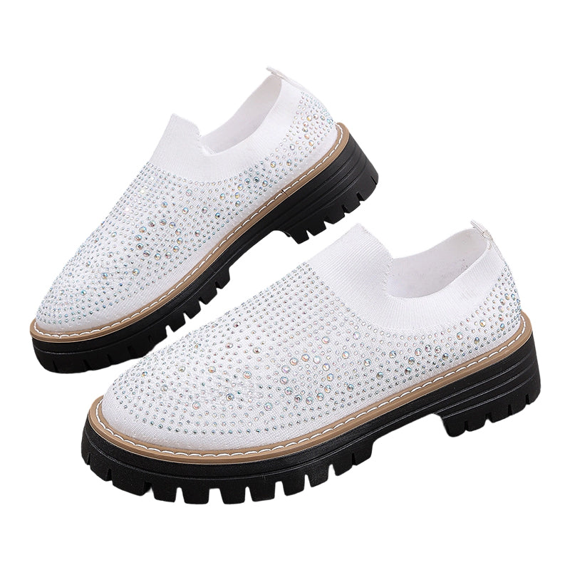 👟✨ Damen Loafer 2026 – Plateau-Sohle, Mit Strasssteinen, Modern & Bequem für den Frühling