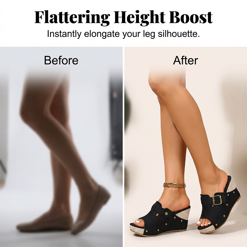 Women's Peep-Toe Wedge Slide Sandals
