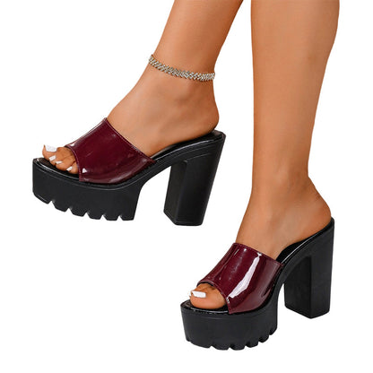 Schlupf-Zehenfreie-Sandalen mit Gummiprofilsohle