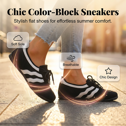 Damen Retro Wave-Streifen Schnür-Sneaker