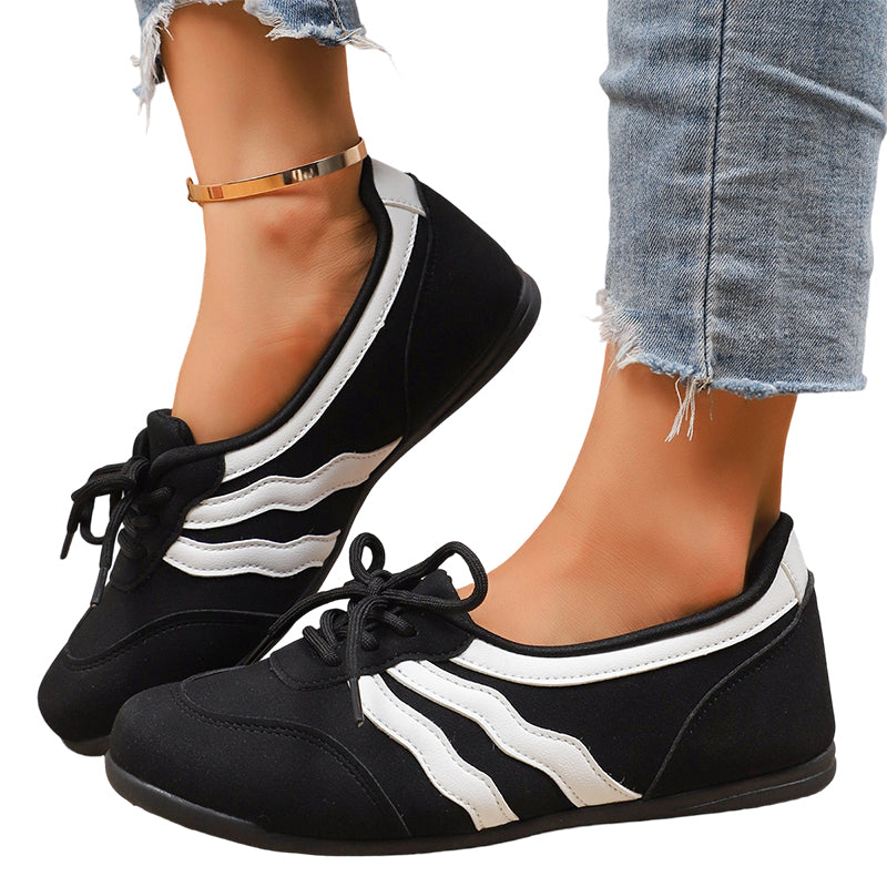 Damen Retro Wave-Streifen Schnür-Sneaker
