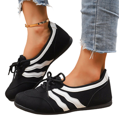 Damen Retro Wave-Streifen Schnür-Sneaker