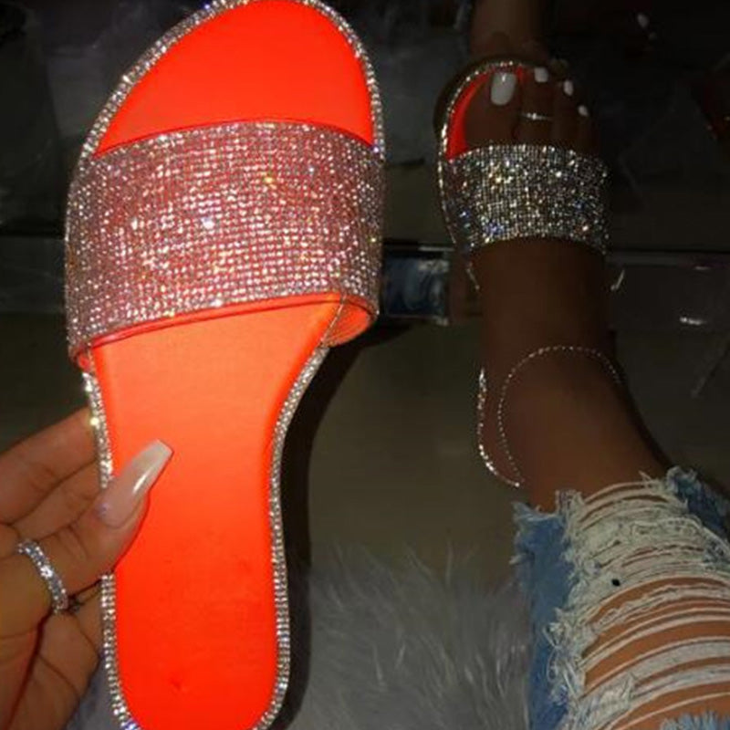 👡💎Runde Zehen Hausschuhe mit Strass – flach, bequem & elegant