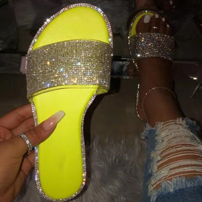 👡💎Runde Zehen Hausschuhe mit Strass – flach, bequem & elegant