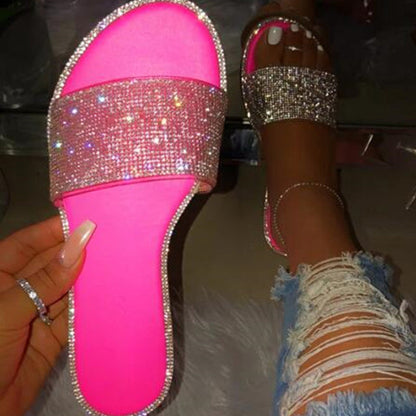 👡💎Runde Zehen Hausschuhe mit Strass – flach, bequem & elegant