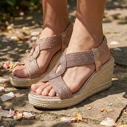 ☀️👡Boho-Keilabsatz-Sandalen für Damen – geflochten, leicht & vielseitig