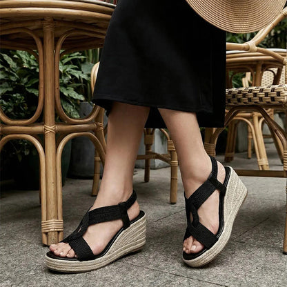 ☀️👡Boho-Keilabsatz-Sandalen für Damen – geflochten, leicht & vielseitig