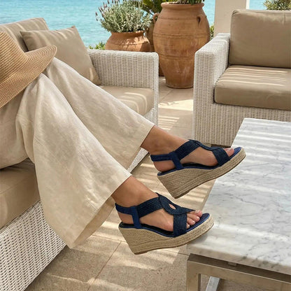 ☀️👡Boho-Keilabsatz-Sandalen für Damen – geflochten, leicht & vielseitig