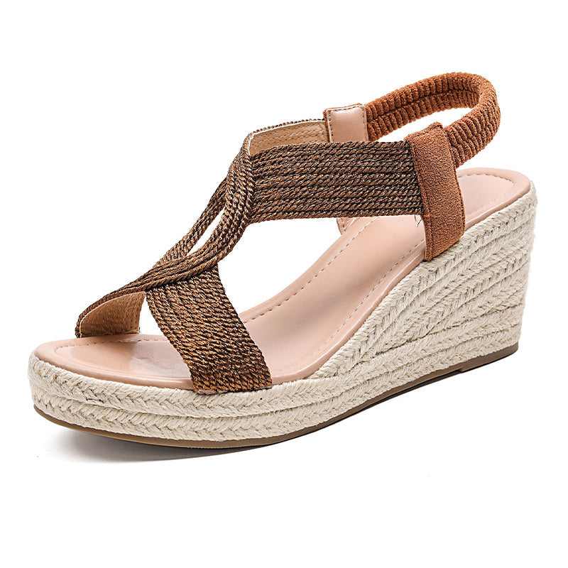 ☀️👡Boho-Keilabsatz-Sandalen für Damen – geflochten, leicht & vielseitig
