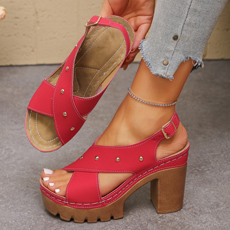 🌞 Sommerneuheiten – Jetzt bis zu 50% sparen! 💰Damen Plateau-Pumps mit Zehensteg – blockabsatz, Schnalle & offene Spitze👡✨