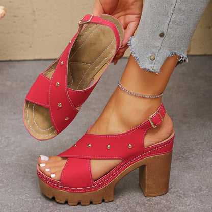 🌞 Sommerneuheiten – Jetzt bis zu 50% sparen! 💰Damen Plateau-Pumps mit Zehensteg – blockabsatz, Schnalle & offene Spitze👡✨